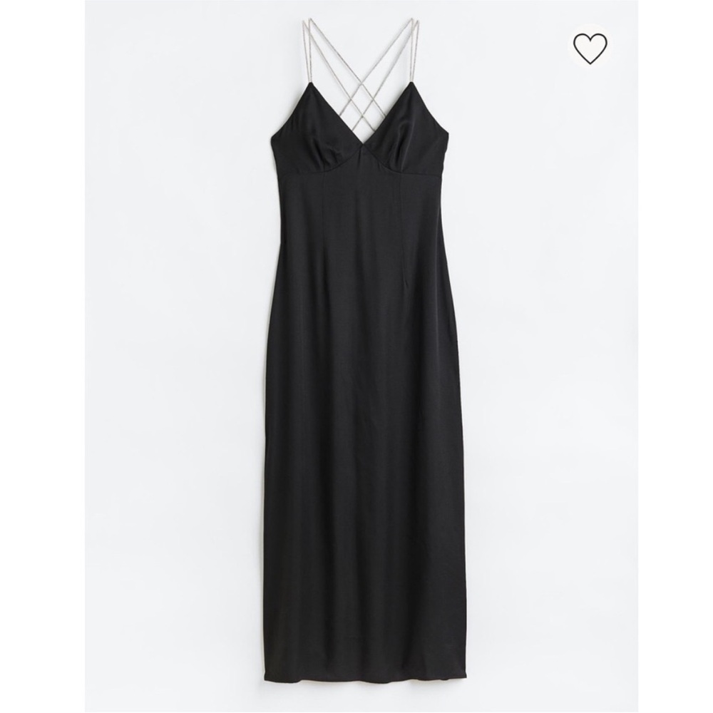 NWT H&M Rhinestone-strap Satin Midi Dress